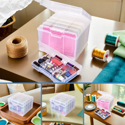 ArtBin 6947ZZ - Juego de organizador de fotos y manualidades, caja grande con 5 cajas de almacenamiento de plástico en el interior, color transparente