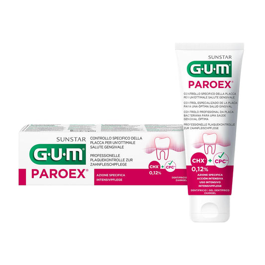 GUM Paroex Gel 0.12% Clorhexidina - Pasta Dental para Encías Sensibles y Cuidado Bucal - 75 ml