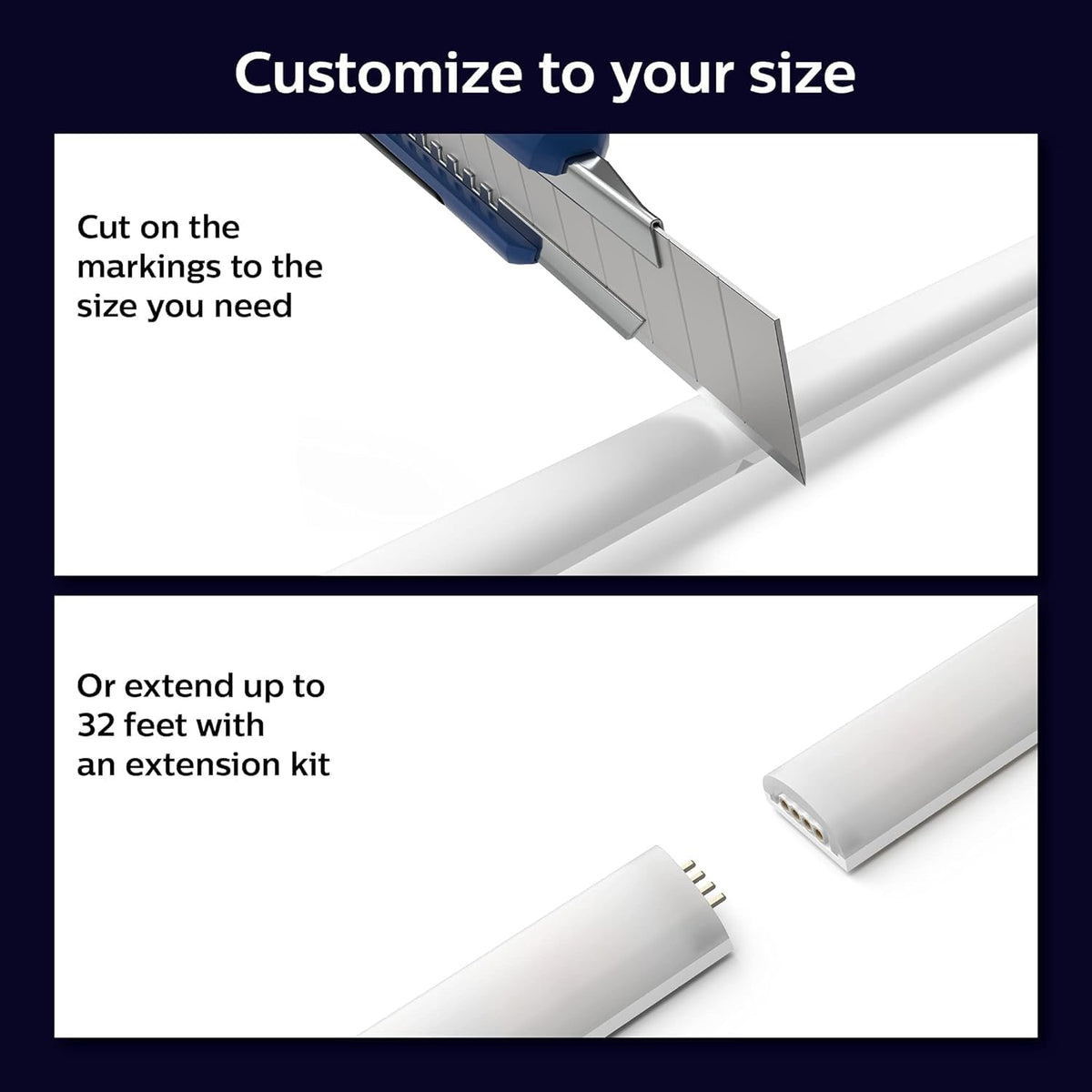 Philips Hue Tira de Luz Gradient Base, 2 metros + Extensión Tira de Luz Gradient- Compatible con base de tira Gradient