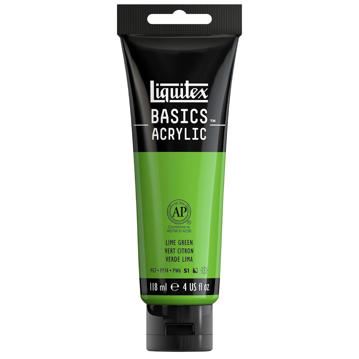 Liquitex Basics Pintura Acrílica, Tubo de 4 oz - Verde (Lime Green 222) - Tubo de 4 onzas