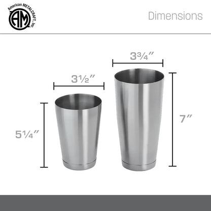 American Metalcraft BSSET Boston Shaker Set 18 Oz Y 28 Oz | Juego de coctelera, acero inoxidable, pesado