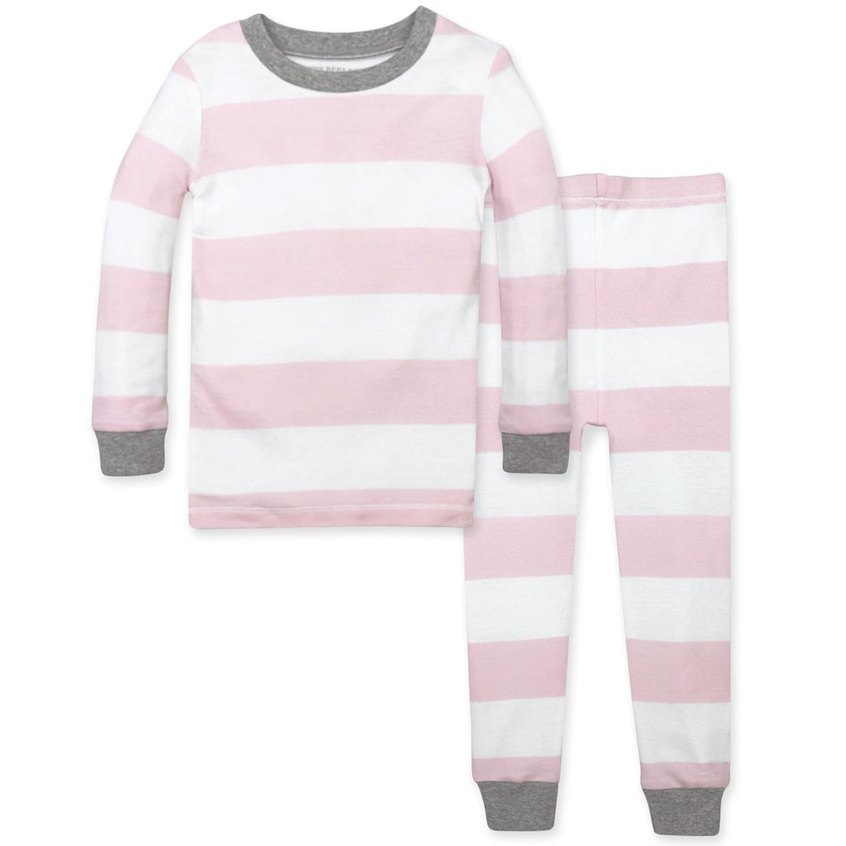 Burt's Bees Pijama de 2 Piezas para bebé, algodón orgánico - 12 Meses - Rosa - Blanco - Rayas - 1