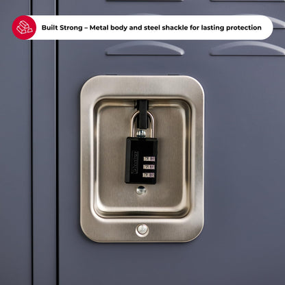 Master Lock Candado de Combinación Negro, Cerradura de Casillero de Gimnasio Interior con Código Personalizable de 3 Dígitos para Equipaje, Mochilas, Gabinetes, Paquete de 2, 647EC2