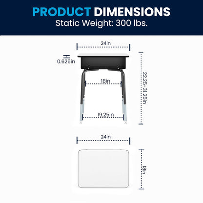 Flash Furniture Billie - computadora Abierto para Estudiantes para aulas o Aprendizaje Remoto, computadora Escolar Ajustable en Altura con Caja de Libros de Metal, Gris/Negro