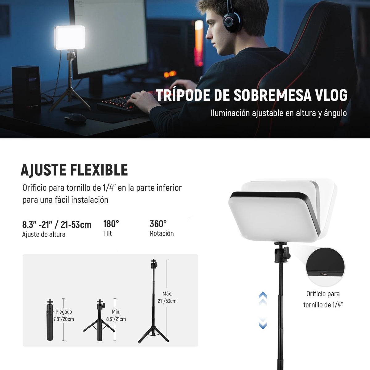 NEEWER Basics 2Pack Panel Video LED Escritorio, Kit Videoconferencias Foco Luz con Trípode y Filtros para Móvil Cámara Web Portátil Zoom Llamadas Maquillaje Grabación Selfies, Bicolor Regulable, BP66