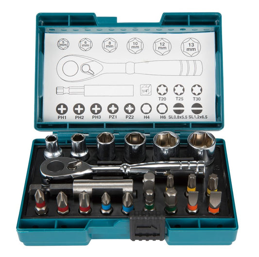 Makita Juego de Matraca con 20 Accesorios para Atornillar