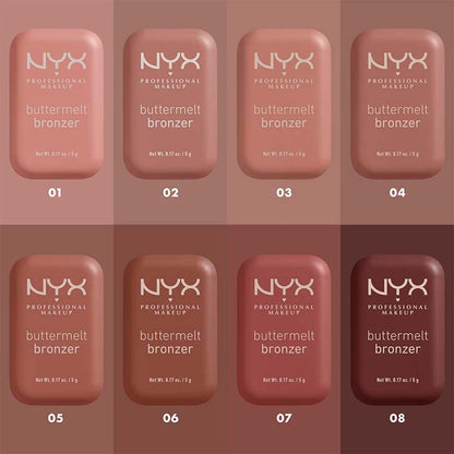 NYX Professional Makeup Buttermelt Bronzer, bronceador cremoso en polvo con alta pigmentación, fórmula vegana, acabado natural con duración hasta por 12H, 5g – Tono Biscuit (Café canela)