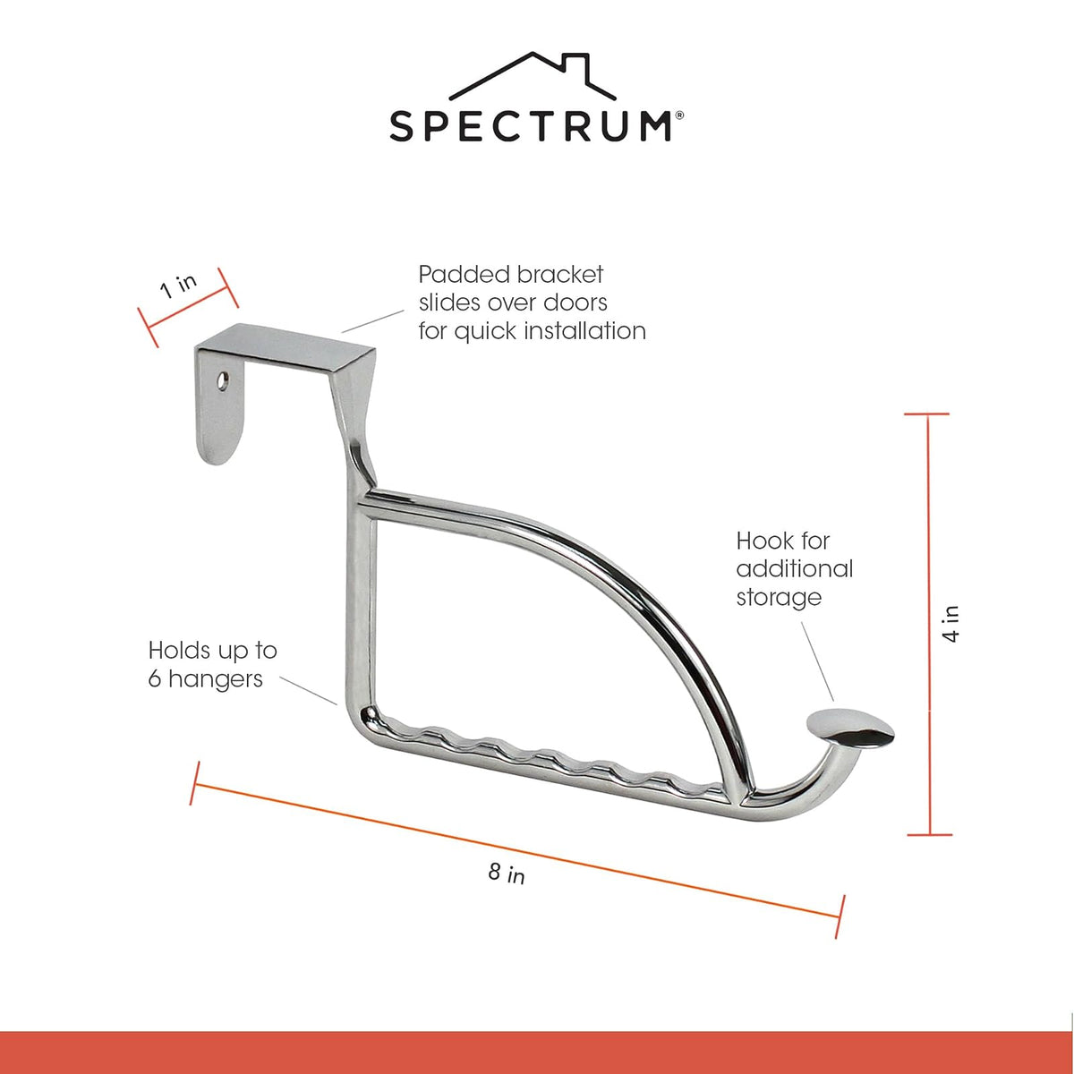 Spectrum Diversified Designs - Soporte y gancho, extensor sobre la puerta, recámara y lavadero, estante de secado para colgar ropa, chapado en cromo