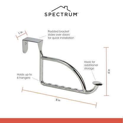 Spectrum Diversified Designs - Soporte y gancho, extensor sobre la puerta, recámara y lavadero, estante de secado para colgar ropa, chapado en cromo