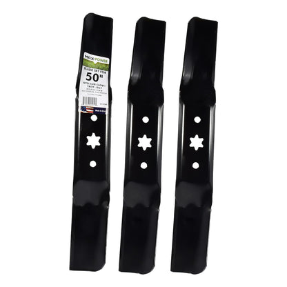 Maxpower 561558B - Juego de 3 Cuchillas para MTD de Corte de 50 Pulgadas, Cub Cadet, Troy-Bilt, sustituye a OEM no. 942-05052A, 742-05052A, Negro