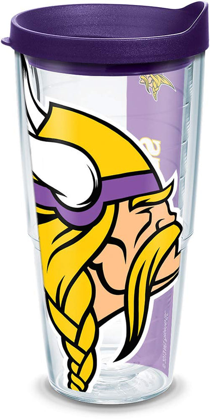 Tervis NFL Vaso Individual con tapa, NFL Minnesota Vikings Colossal, Transparente, 24 Oz, 1