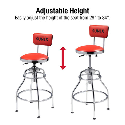 Sunex 8516 Hydraulic Shop Stool, Chrome