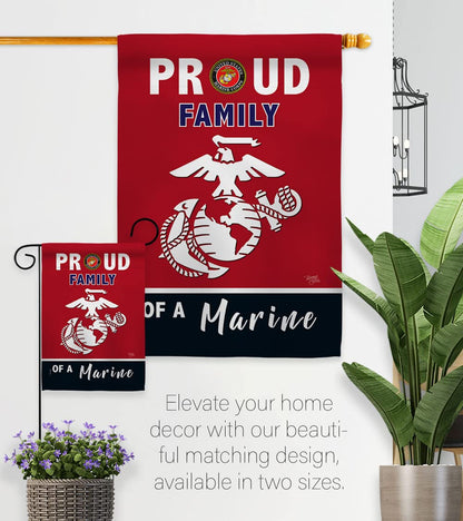 Breeze Decor Bandera de jardín de la familia orgullosa de las Fuerzas Armadas del Cuerpo de Marines USMC Semper Fi de los Estados Unidos de América, Militar de veteranos de jubilación oficial para la casa de jubilación, regalo de doble cara, fabricado en 
