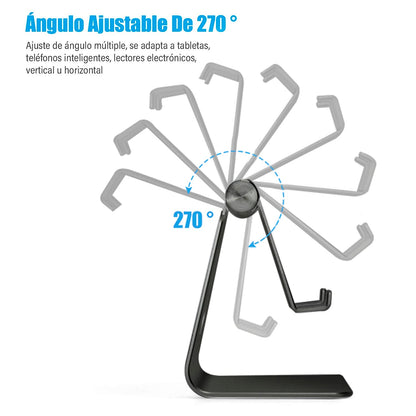 TXG Universal Soporte Celular, Soporte de Tablet Multiángulo, Base Tablet Compatible con Tablet/Teléfono Celular Inteligente, Base para Celular Plata (Negro)