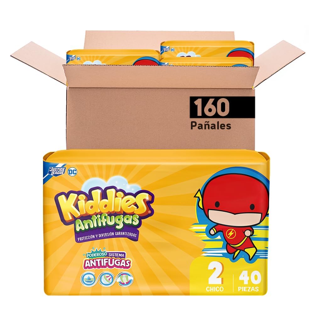 Pañal Kiddies Antifugas Talla 5 Extra Grande, 160 Piezas - S (160 Unidad) - Amarillo