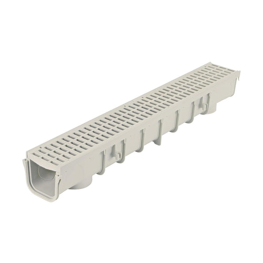 NDS 864G Kit de Drenaje de Canal de 5 Pulgadas, Canal de Perfil Profundo de 5-1/2 Pulgadas x 39-3/8 Pulgadas, Incluye Dos Rejillas de plástico Gris, Tapas de Extremo/Salida, para calzadas, Patios y
