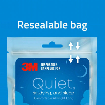 3M - Tapones desechables para oídos silenciosos, estudiar y dormir, 80 pares (160 enchufes), clasificación de reducción de ruido (NRR) 32 dB, cómodos durante toda la noche, tapones de oreja azul