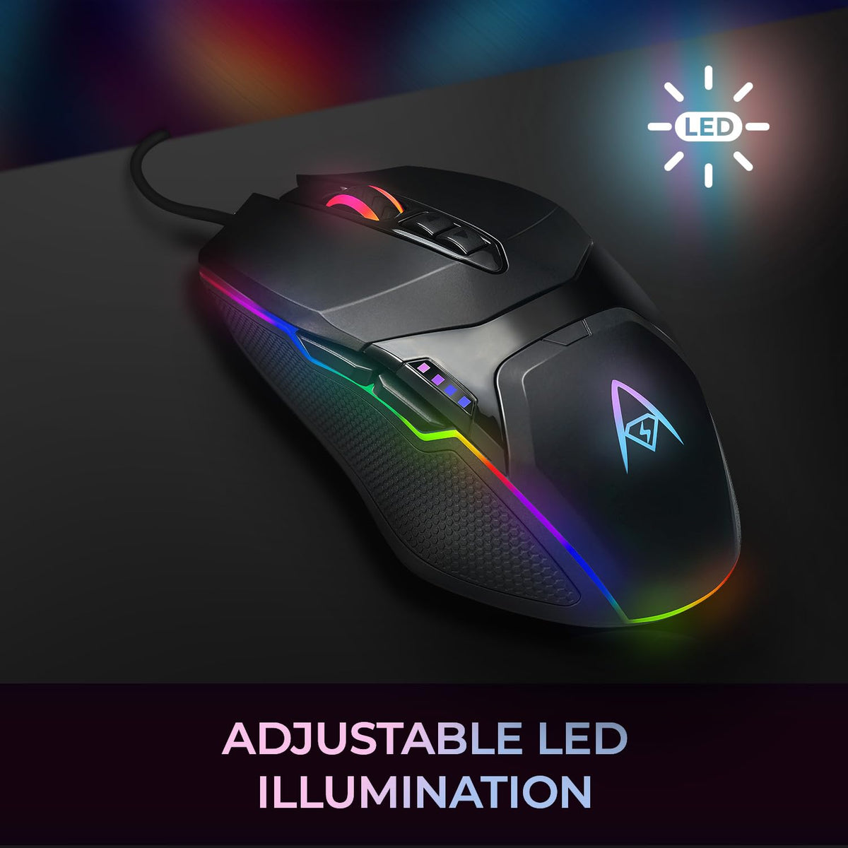 Adesso iMouse X5 RGB - Ratón óptico para Juegos (6400 dpi), diseño con iluminación RGB