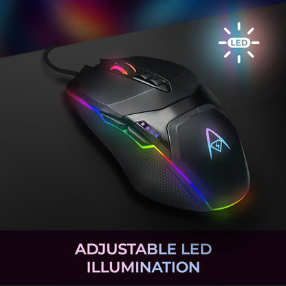 Adesso iMouse X5 RGB - Ratón óptico para Juegos (6400 dpi), diseño con iluminación RGB