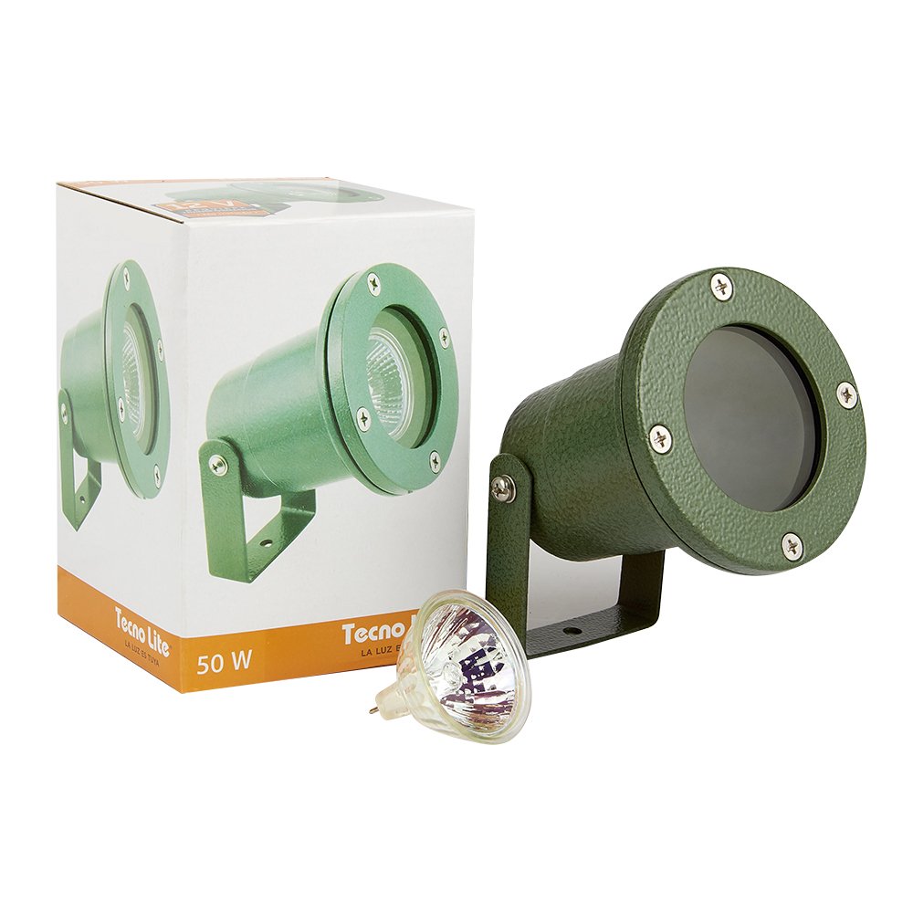 Tecnolite Lámpara Sumergible para Exterior IP67, Foco MR16 50W - 50 W - Verde