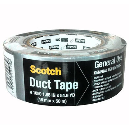 3M Cinta Adhesiva para Ductos Plateada 1 rollo de 48mm x 50m | Reparaciones generales, Sellado de Tuberías, Organización de cables, Delimitación de áreas, Fácil de cortar, Impermeable