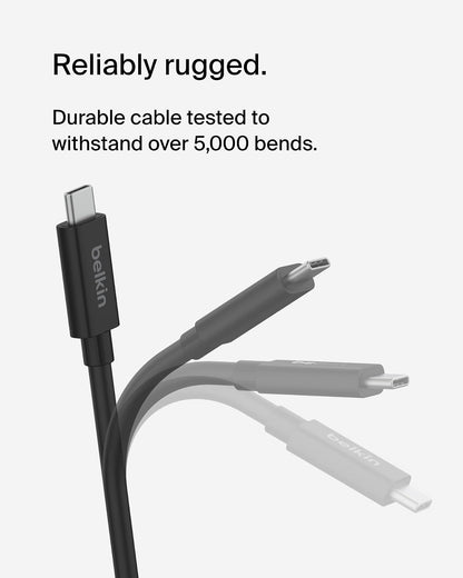 Belkin Connect - Cable USB4 (cable de alimentación de 4 pies/1,2 m), cable USB-C a USB-C con entrega de alimentación de 240 W + 20 Gbps, cable de alimentación compatible con USB4, compatible con