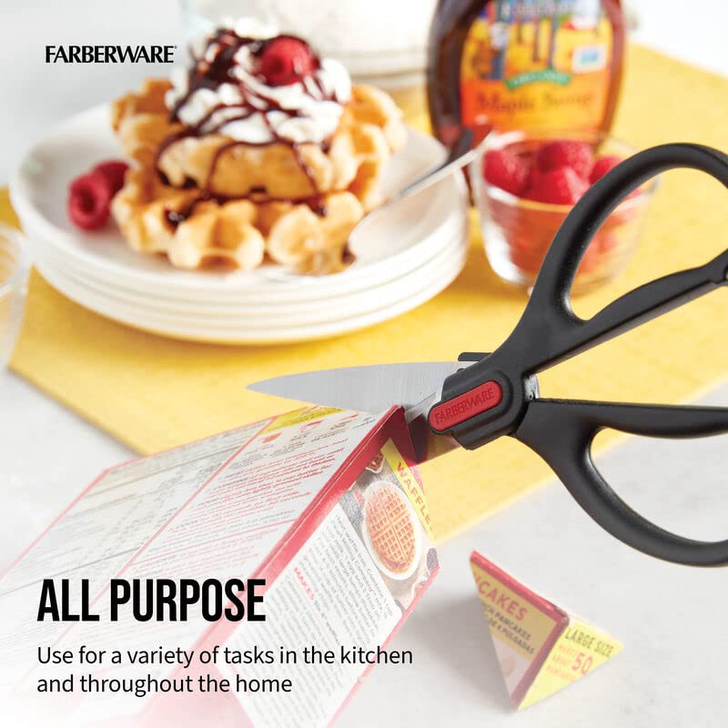 Farberware Tijeras multiuso de acero inoxidable autoafilables con funda Edgekeeper