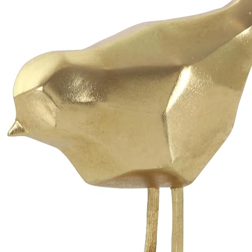 CosmoLiving by Cosmopolitan Polystone - Escultura de pájaro con Detalles de Origami, Juego de 2 Unidades, 7 Pulgadas, 8 Pulgadas de Alto, Dorado
