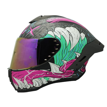 Edge Casco Integral para Moto con Visor Doble Antivaho, Certificado DOT - CH - Shanghai Monster Purpura