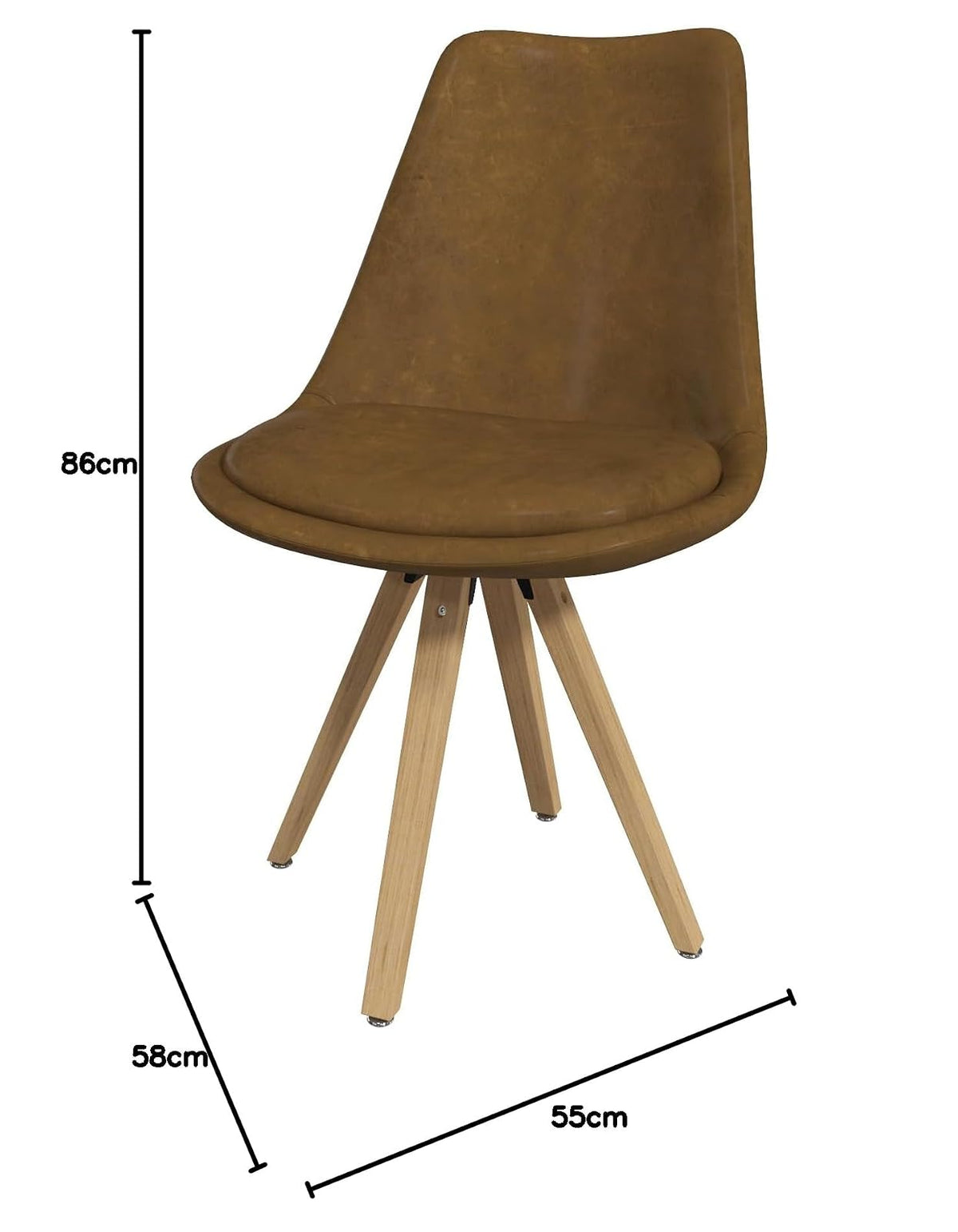 Sochic Silla Helsinki de Comedor con Asiento Acolchado en Vinipiel Café y Patas de Madera de Haya