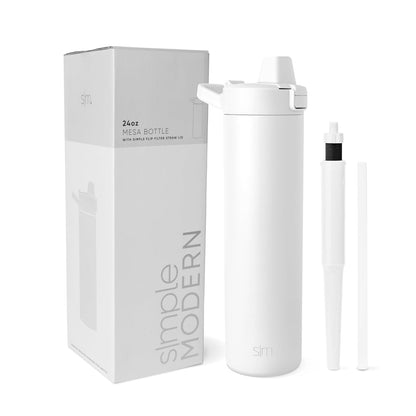 Simple Modern - Botella de agua filtrada | Filtro de carbono aislado de acero inoxidable botellas de agua de viaje | Reutilizable para agua potable limpia sobre la marcha | 34 onzas, Mauve Me - Botella de agua de 24 onzas - Blanco invierno