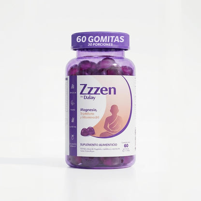 DALAY Gomitas Conciliación del Sueño y Relajación. Vegano, Sin Gluten y Sin Azúcar. Frasco con 60 Gomitas.