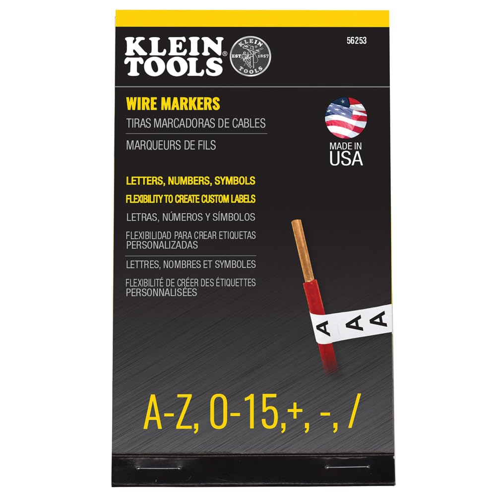 Klein Tools 56253 - Marcador de Alambre, Letras Negras, números y símbolos - Letras, números, símbolos