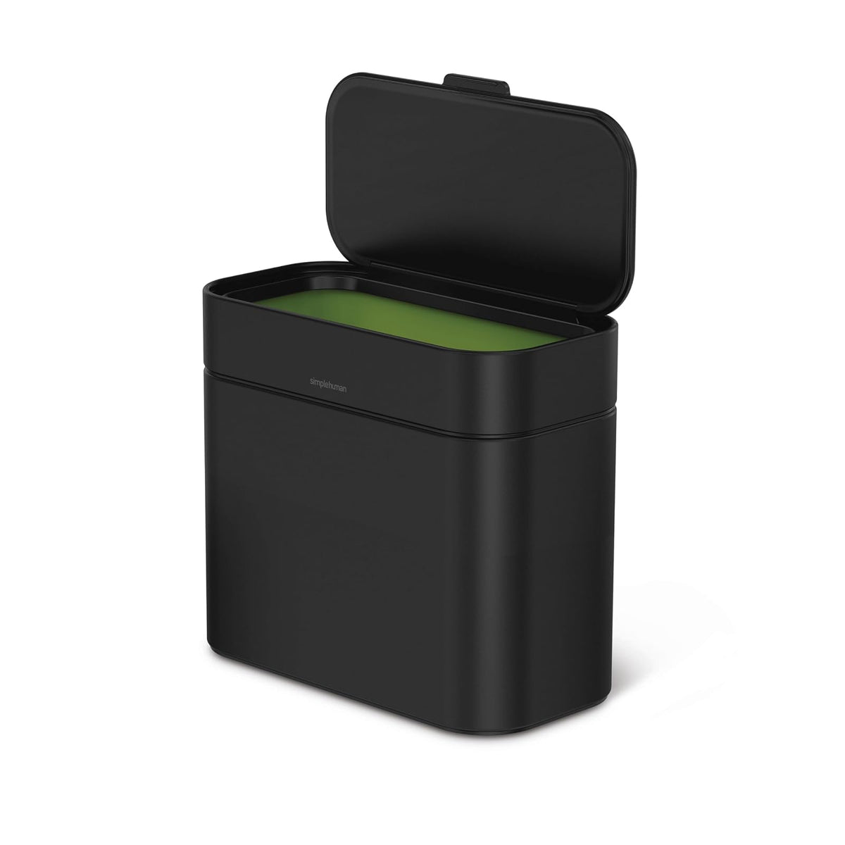 simplehuman - Cesta de compostaje para encimera de 4 litros/1.1 galones con Base magnética para Papelera, Tapa de Sellado Suave, cubeta Interior extraíble, Acero Negro Mate