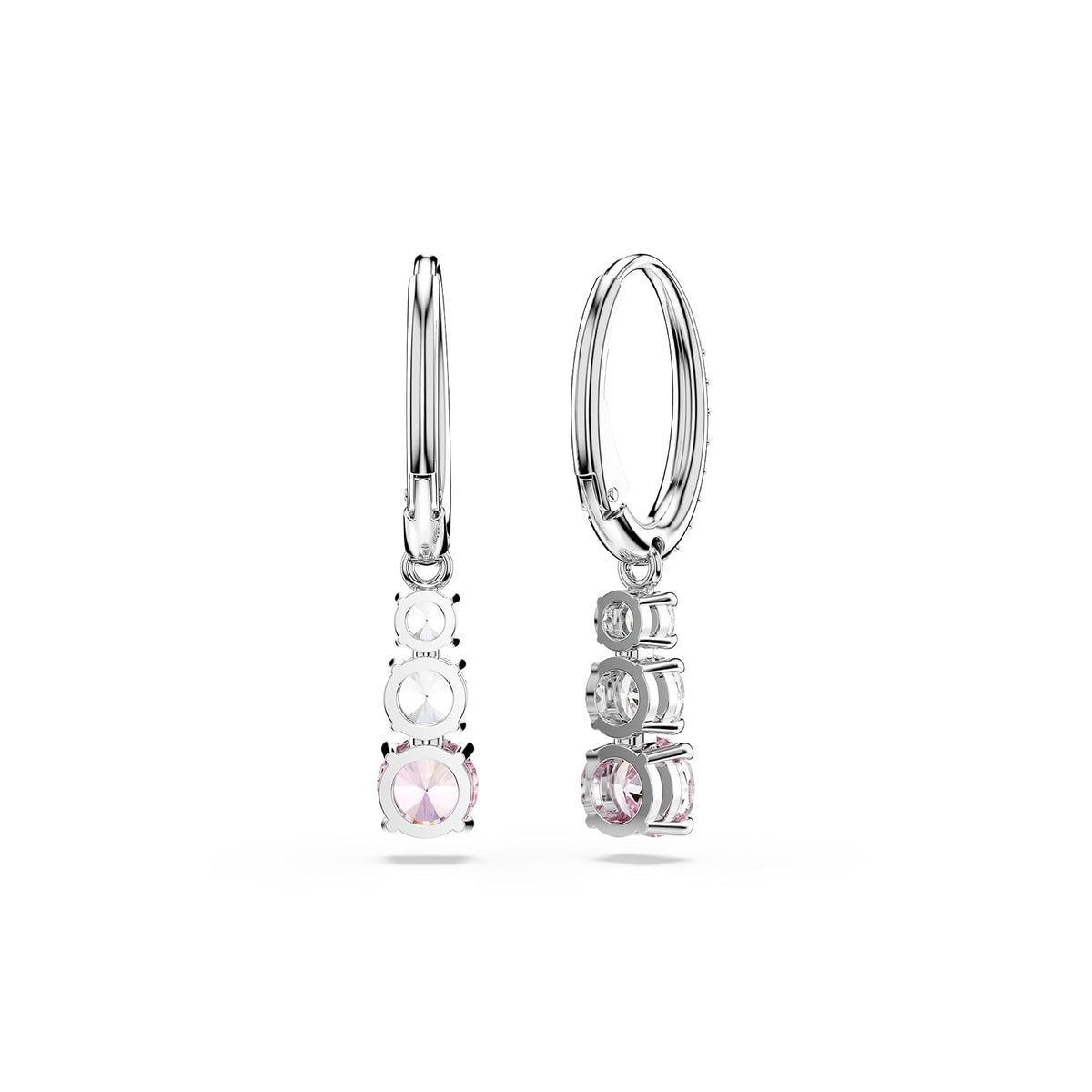 Swarovski Stilla Attract - arete colgantes de corte redondo, color rosa, acabado rodio