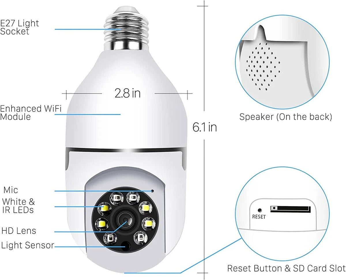 Cámara de seguridad de inclinación panorámica, cámara IP Wi-Fi inalámbrica de alta definición de alta definición (Full-HD 1080P), cámaras de CCTV de vigilancia en el hogar con alarma de detección