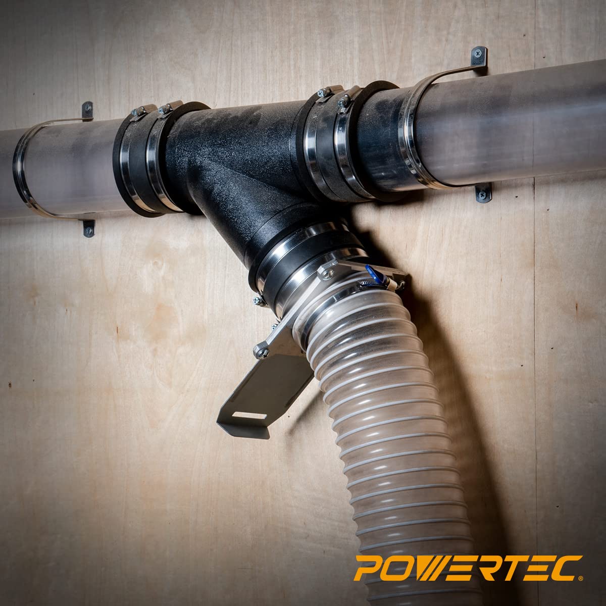 POWERTEC 70326-P2 Blast Gate 4 pulgadas, con sello antiobstrucción y fugas de aire para la recogida de polvo, 2 unidades