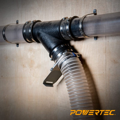 POWERTEC 70326-P2 Blast Gate 4 pulgadas, con sello antiobstrucción y fugas de aire para la recogida de polvo, 2 unidades