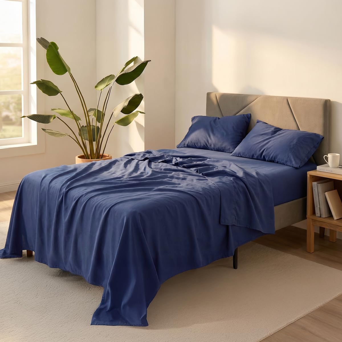 Nooz Essential Juego de Sábanas de Microfibra - Azul - Queen
