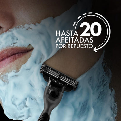 Gillette Mach3 Carbono, Cartucho De Rastrillo Para Afeitar, 4 Repuestos Con Carbón Activado Y 3 Hojas Para Rasurar La Barba, Rastrillo Para Hombre Caja