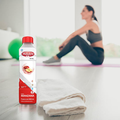 Pedialyte - Electrolitos Orales, 60 mEq, Solución Oral Sabor Manzana 500 ml - Caja con 12 piezas, Auxiliar en la Deshidratación por Diarrea, Vómito y Ejercicio