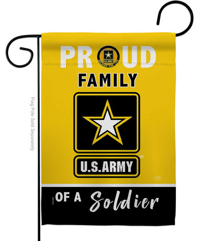 Breeze Decor Orgullosos Family - Bandera de jardín de las Fuerzas Armadas Rangers del Ejército de los Estados Unidos de América, Militar Veterano Jubilado Oficial Decoración de la Casa Banner Pequeño Patio Regalo Doble Cara Hecho en Estados Unidos