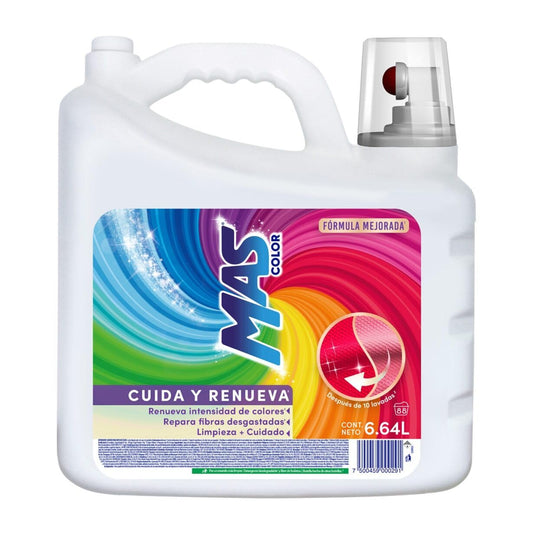 Mas Color Detergente Líquido 6.64L Renueva Color Ropa (88 Cargas)