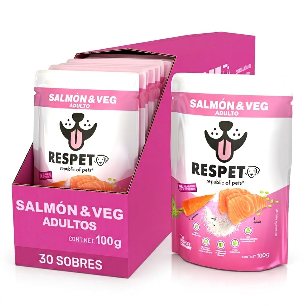 Respet Alimento Húmedo para Perro Adulto - Salmón y Vegetales - 100 g (Paquete de 30)