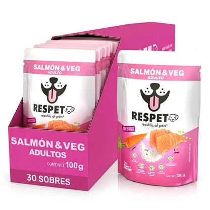 Respet Alimento Húmedo para Perro Adulto - Salmón y Vegetales - 100 g (Paquete de 30)