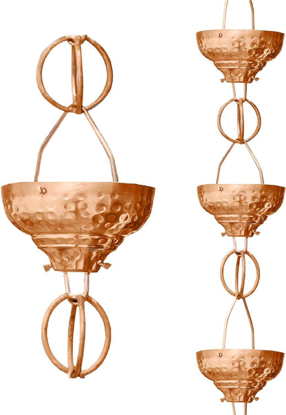 Monarch Cadenas de Lluvia de Cobre Puro Copas Decorativas 8 Pies