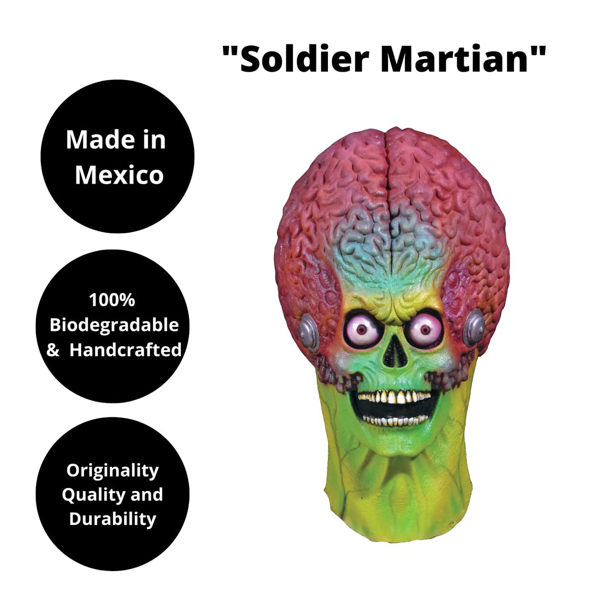 REV Soldier Martian, Máscara Original de Marciano de Killer Clowns From Outer Space, Máscaras de Aliens Asesinos Ideal para Halloween, Fiestas de DIsfraces y Colección