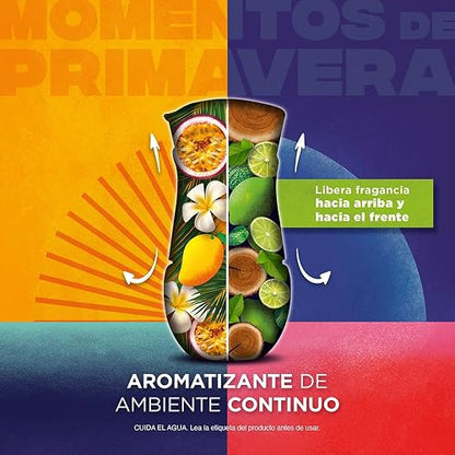 Air Wick Aromatizante de Ambiente Continuo, Mango y Maracuyá + Maderas y Cítricos, 2 difusores eléctricos + 7 repuestos de 25 ml c/u
