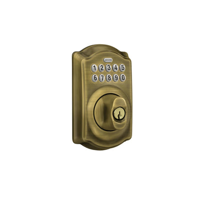 Schlage Camelot Escudo con tTeclado nNumérico Antique Brass 1 paquete