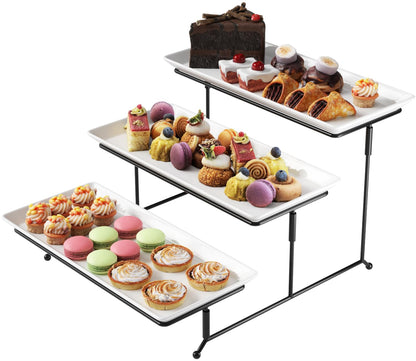 Gibson Gracious Dining - Juego de Platos con Tres niveles con Soporte de Metal, Blanco